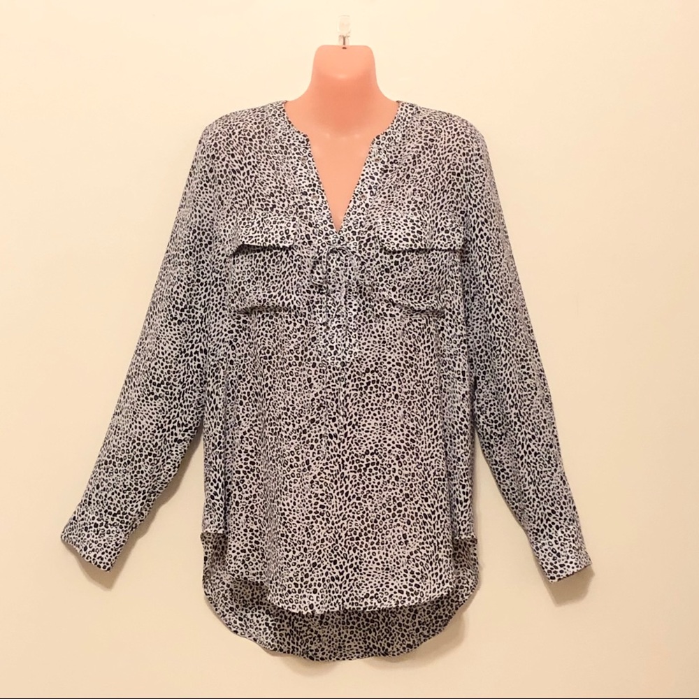 a.n.a. Black & White Cheetah Print Blouse